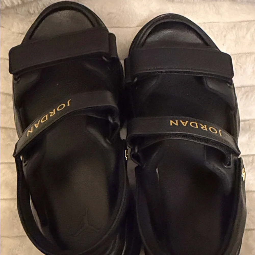 Jordan Black Sandals with Gold Logo - Picture 7 of 7